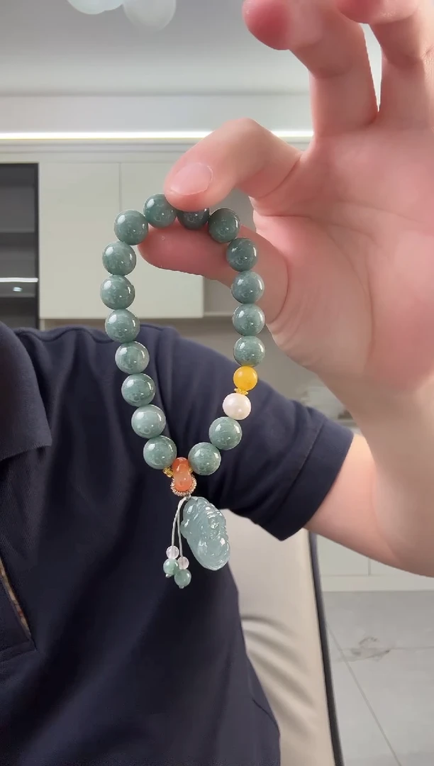 未镶嵌手链翡翠s105蓝水翡翠手链10mm+