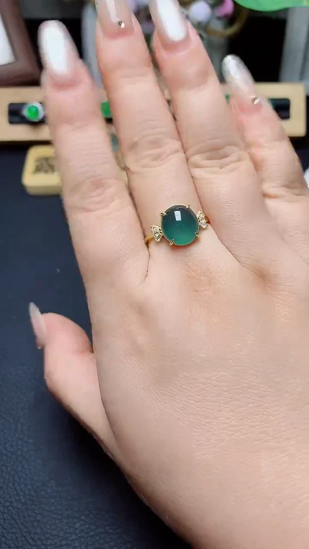 翡翠戒指银S925镶嵌天然翡翠A货s925银镶