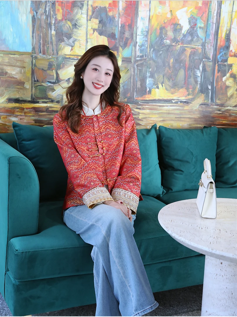 《穗穗定制》【祥云宝相】春秋新中式时尚气质中国风外套7219