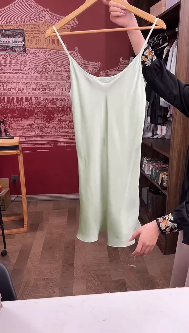 刺绣m 绿色 100桑蚕丝睡裙22aw120