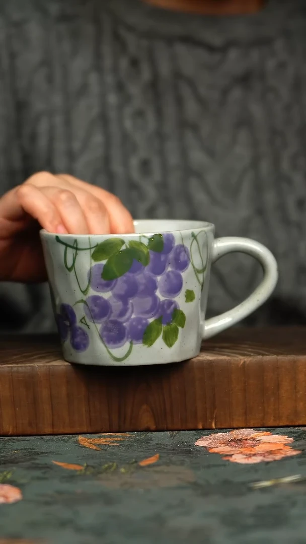 杯釉下彩手工手绘同款陶器