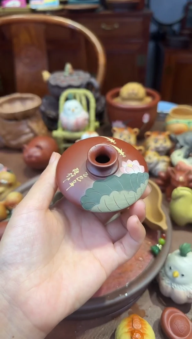 紫砂茶宠紫砂小花瓶盖置