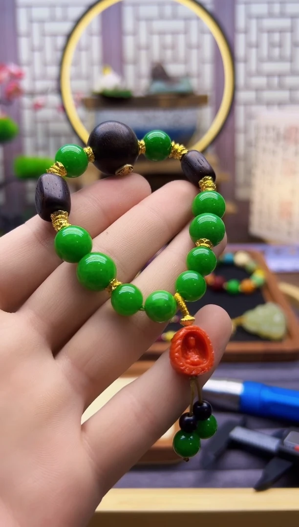 14K金镶嵌手链翡翠S407