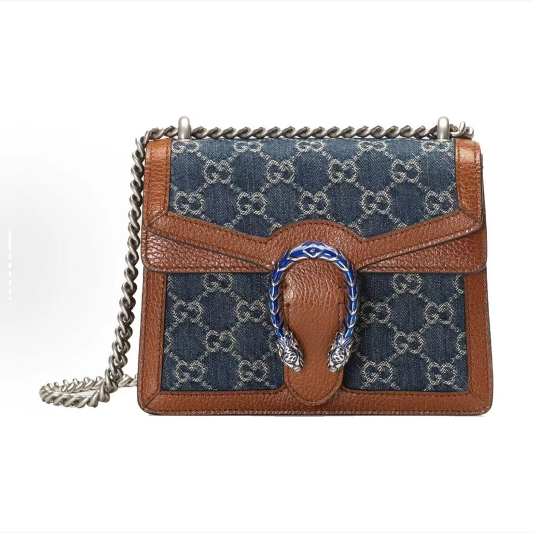 99新 GUCCI/古驰 思斯专属 GUCCI丹宁酒神小号单肩包 THWY659