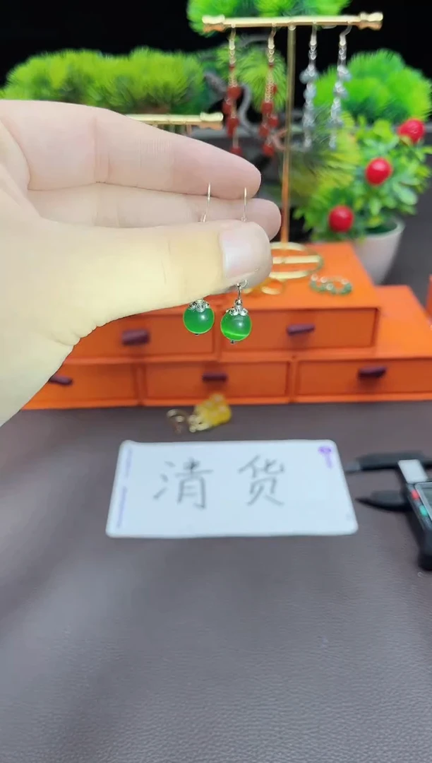 玛瑙/玉髓耳饰银S925镶嵌212