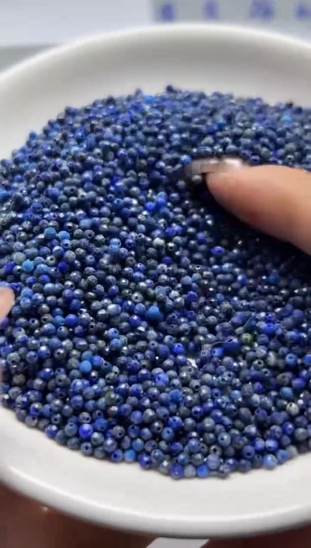 玛瑙/玉髓颈饰未镶嵌x104青金石切面2mm*100颗