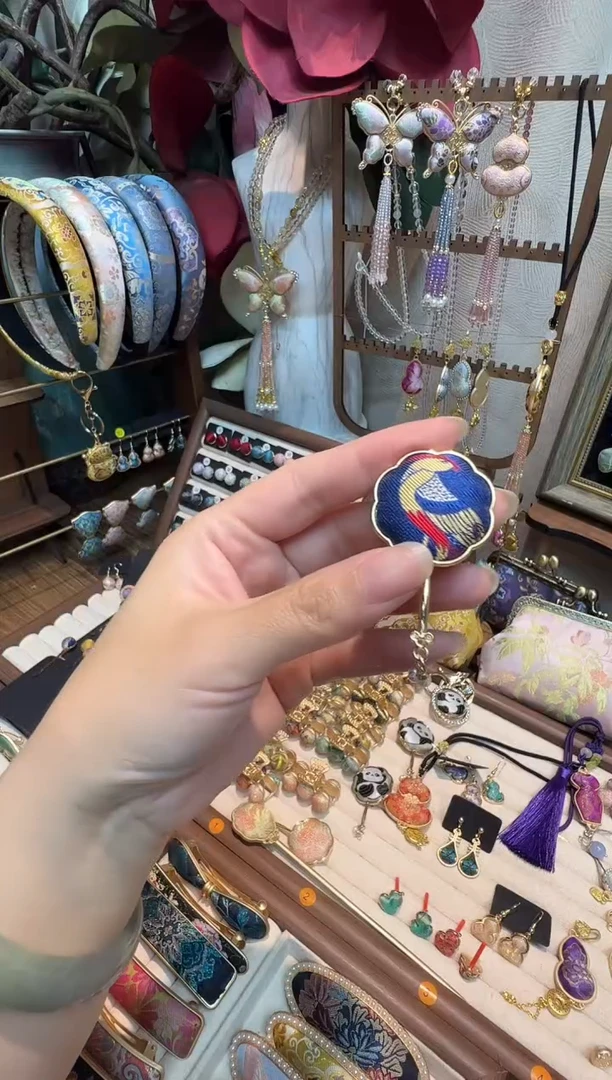 【孤品车8.3】李德喜翟鸟团扇胸针