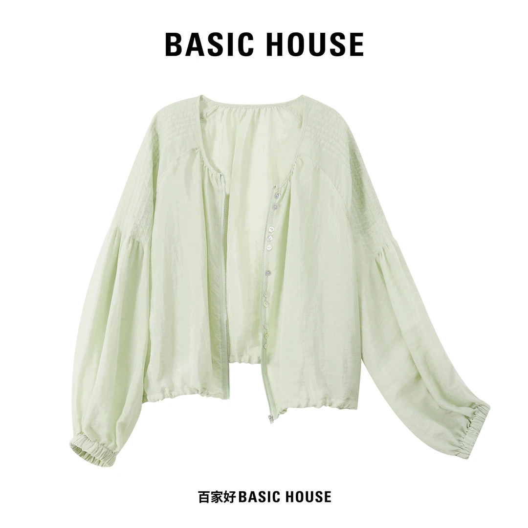 Basic House/百家好2025新款圆领设计感明线韩版透气外套6992 HJ