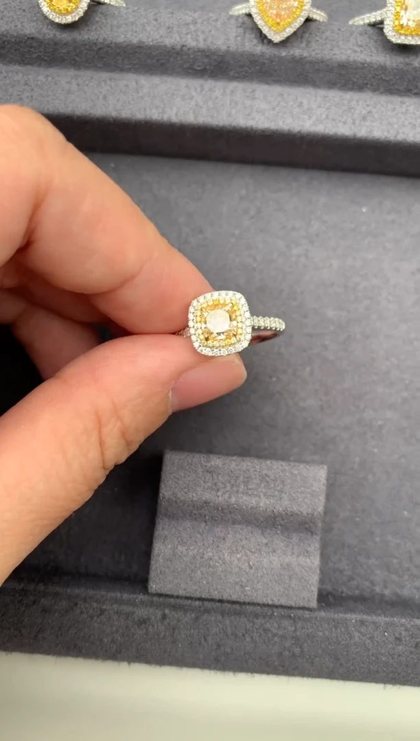 18K金镶嵌戒指/指环钻石1ct黄钻 定制  GE