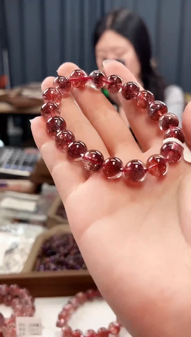 未镶嵌手串水晶金草莓超七单圈手串10mm【多样性发一】