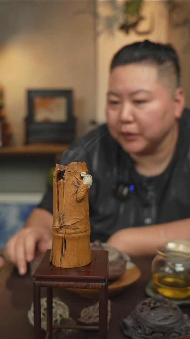 ?****?金包玉石料仿生竹节金蝉线香炉