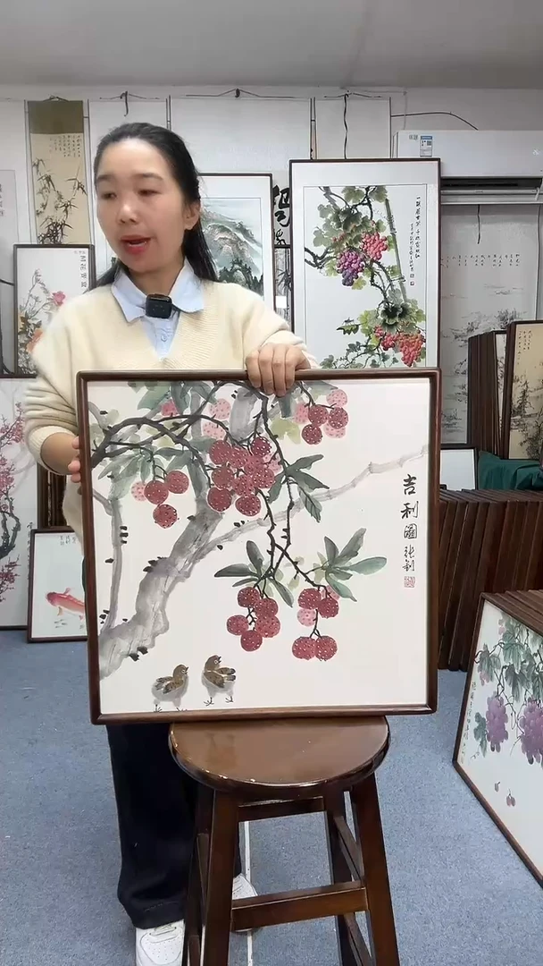 国画尺寸52*52实木画框京东包邮手绘