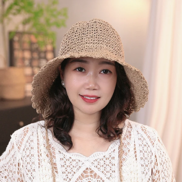 2025新款草帽大帽檐春夏季手工编织出游户外草帽透气百搭遮阳帽女