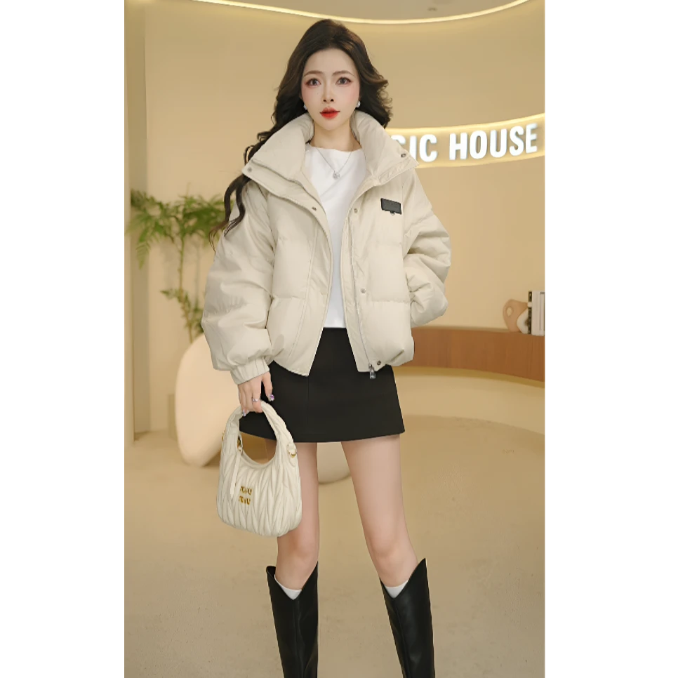 Basic House/百家好24冬新立领气质百搭显瘦加厚保暖羽绒服女外套