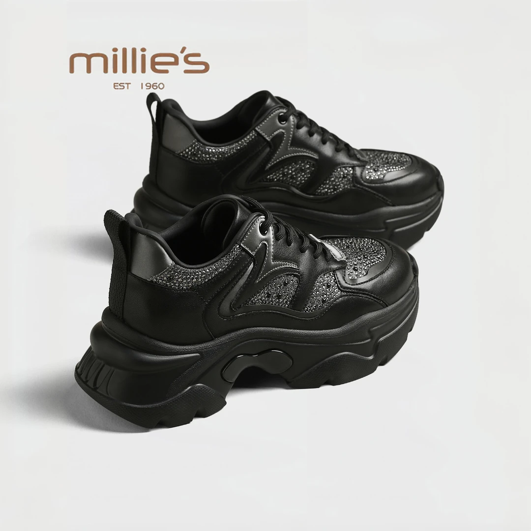 MILLIE'S/妙丽2025新款厚底老爹鞋女鞋百搭运动鞋时尚潮流休闲鞋