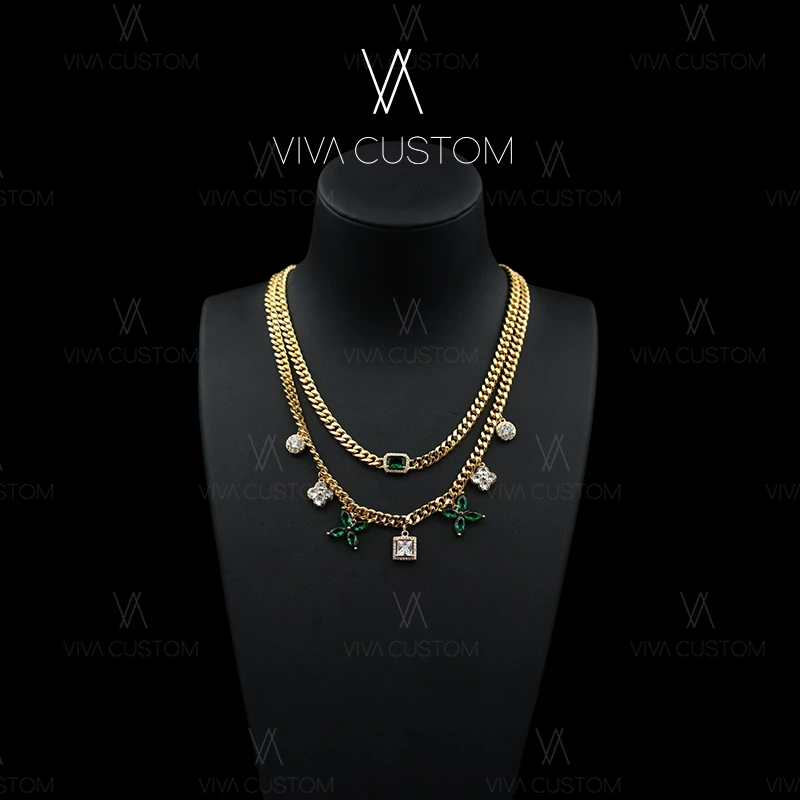 铜合金合成锆石项链 致敬经典系列 轻奢复古宫廷镶嵌多层项链G