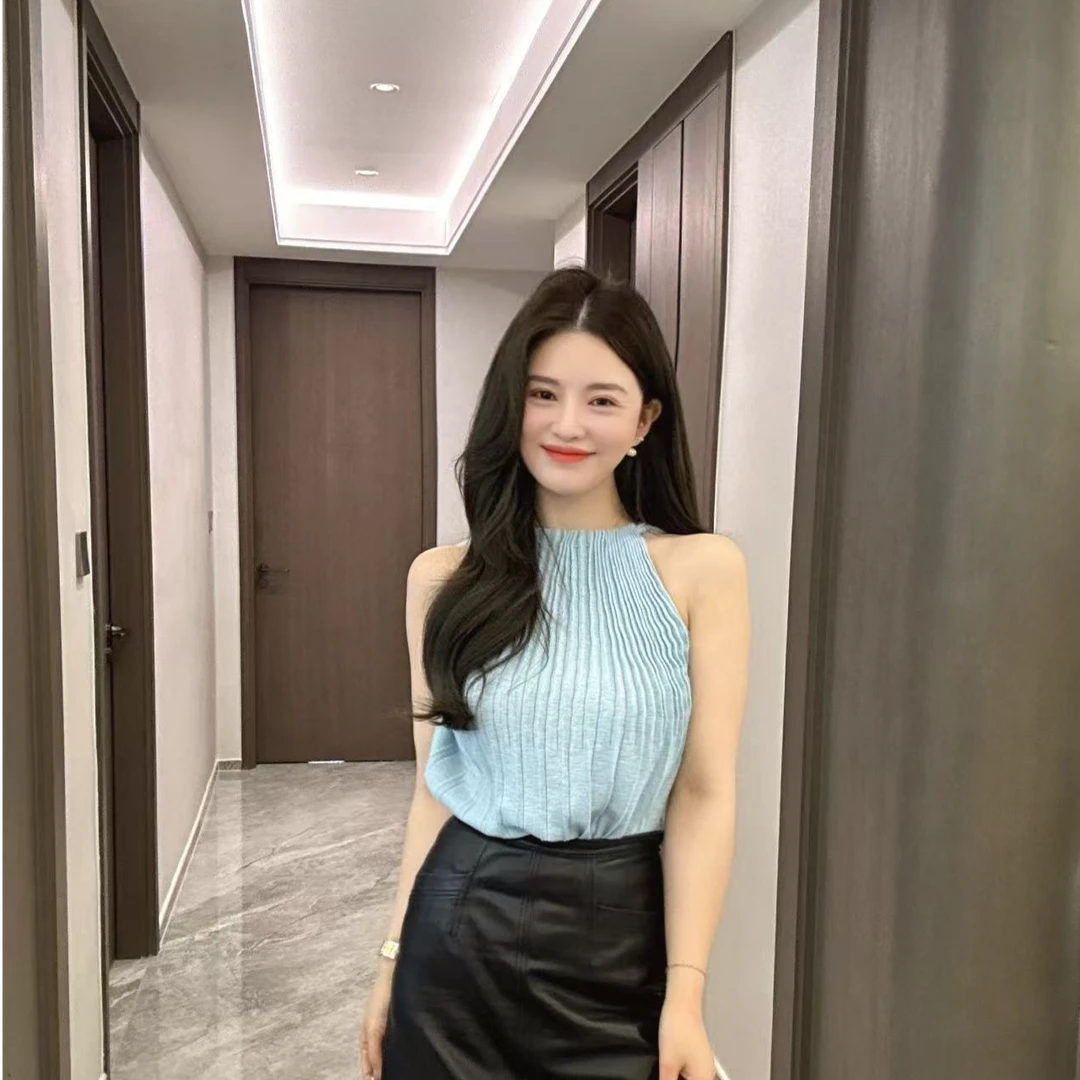 福利5.19号韩家气质时尚弹力无袖上衣（现货） 显瘦夏季修身时尚弹