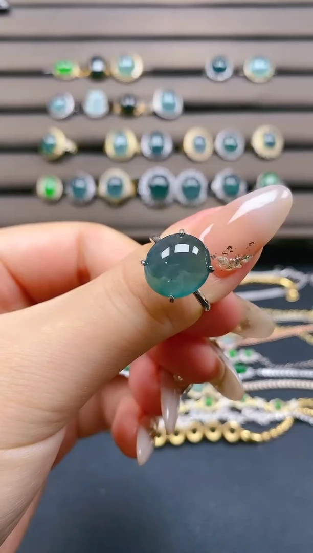 翡翠戒指银S925镶嵌121212