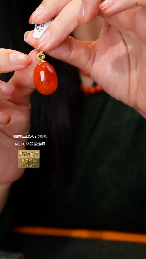 南红玛瑙18K金镶嵌吊坠(不含链)吊坠