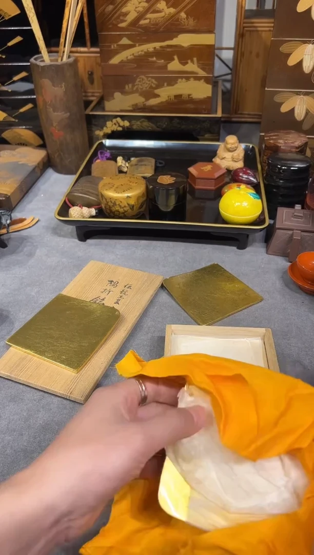 金箔 折角杯垫五片