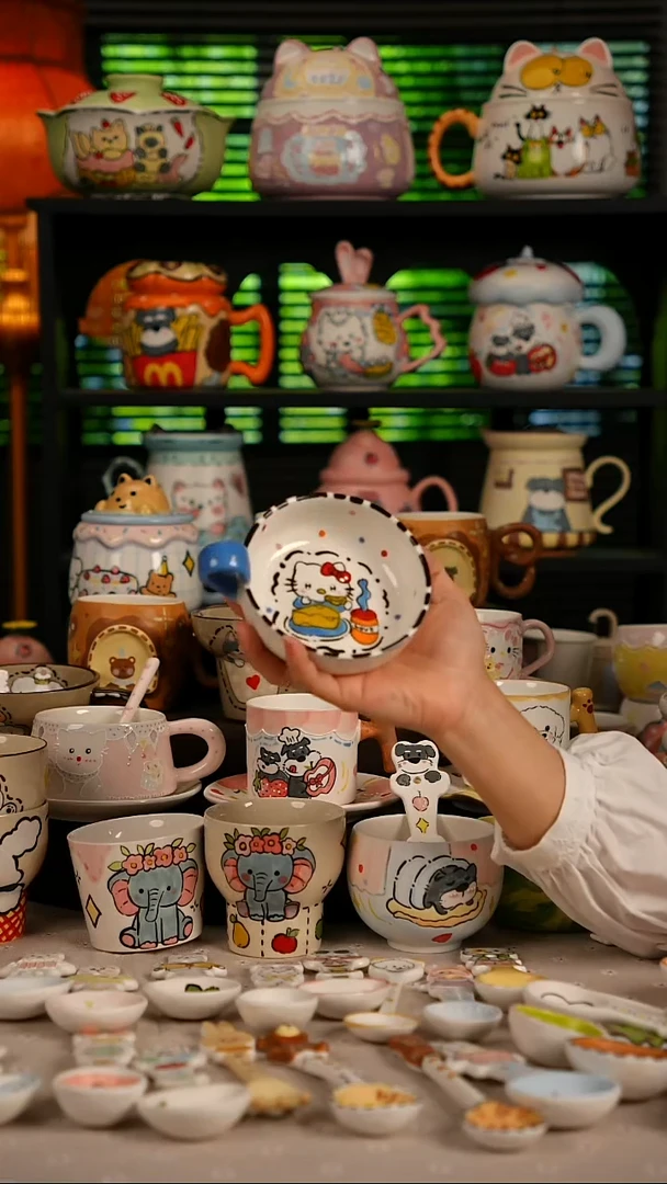 陶瓷无盖款景德镇创意手工陶瓷手绘釉下彩