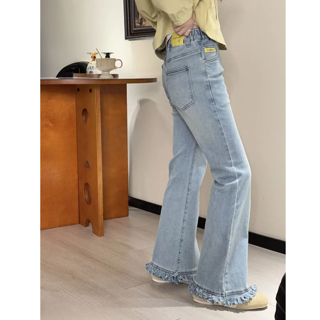 【haobaby】浅色黄标流苏牛仔裤8069