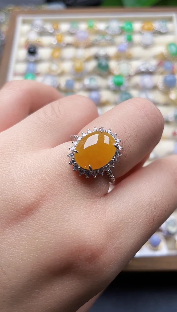 银S925镶嵌戒指翡翠60