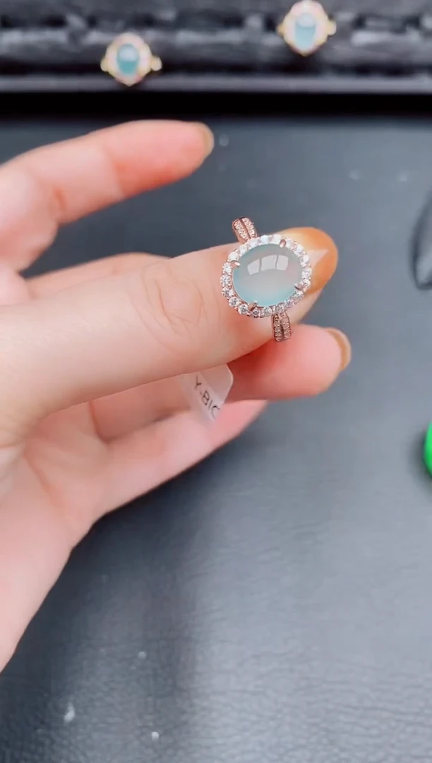 【闪购商品】翡翠戒指银S925镶嵌天然a货翡翠465