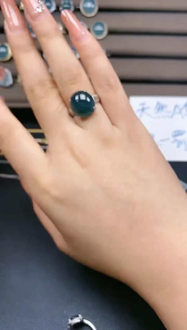 翡翠戒指银S925镶嵌5454
