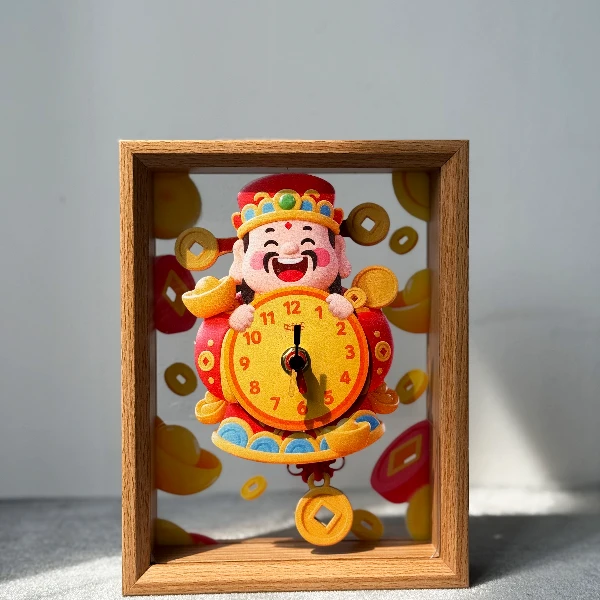 【财神爷】摆钟系列家居摆件手工模型动态礼物客厅送礼伴手礼国风