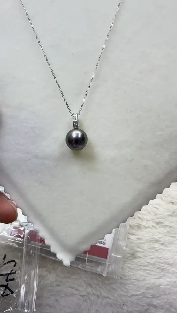 银S925镶嵌海水珍珠吊坠(不含链)大溪地吊坠