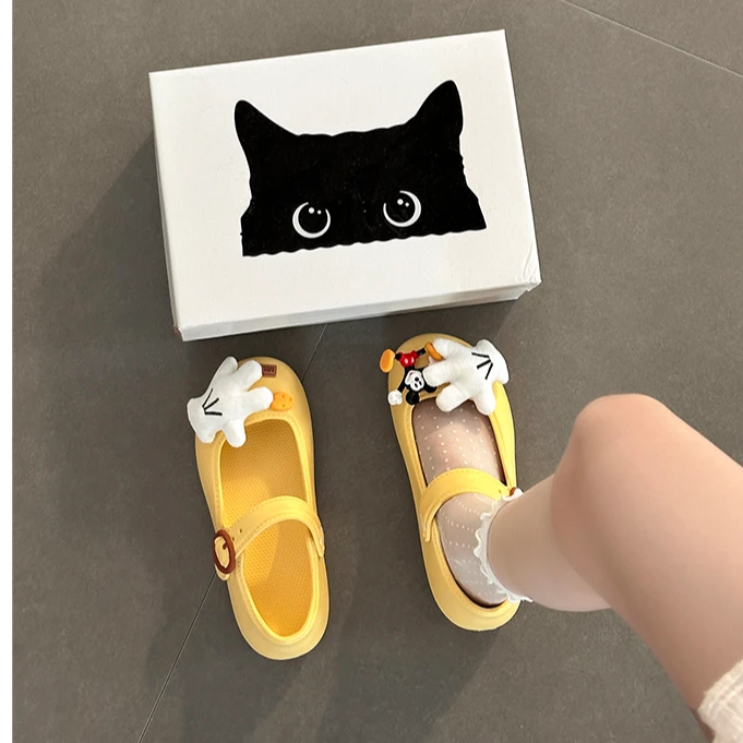 时尚复古卡通老鼠一字扣带凉鞋女款2025年夏季新款外穿休闲凉拖鞋