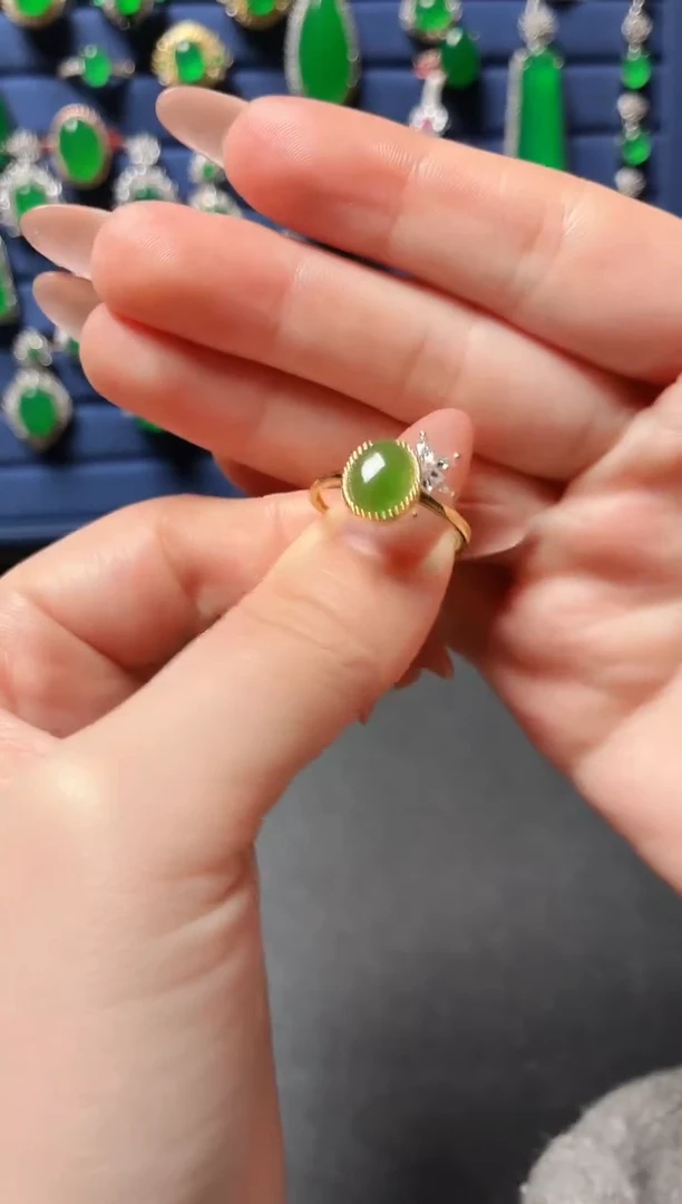 银S925镶嵌和田玉珠宝半成品戒指