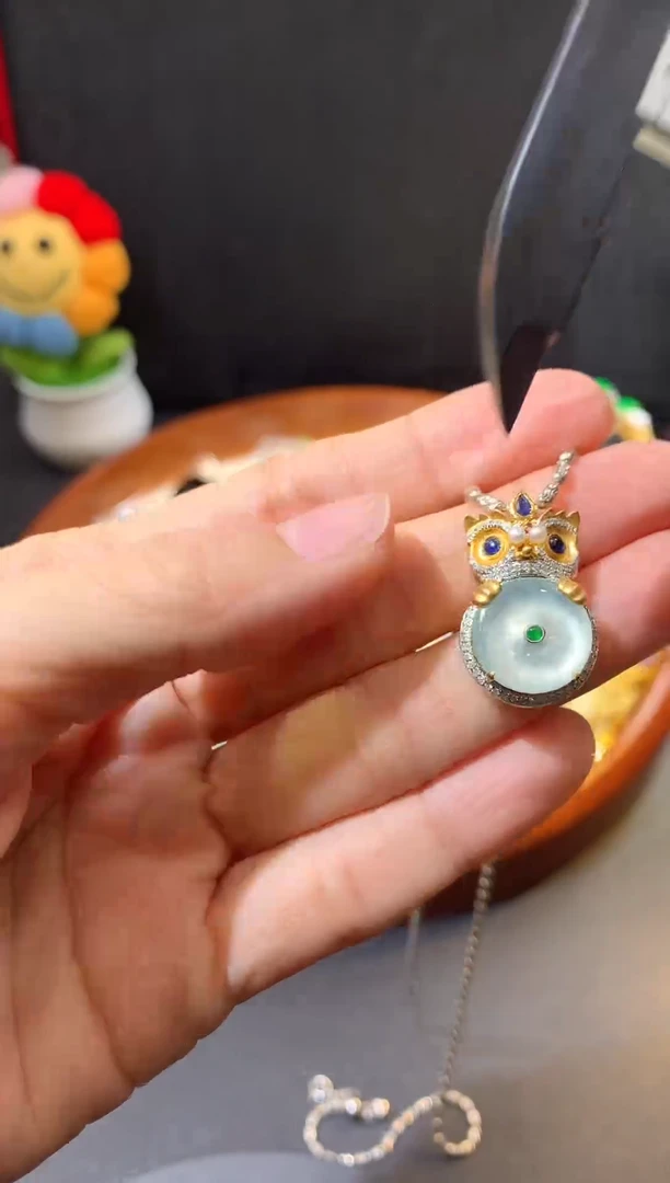 吊坠(不含链)18K金镶嵌翡翠天然翡翠