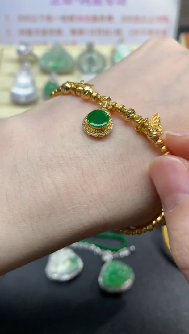 18K金镶嵌手串翡翠手串|5000+500