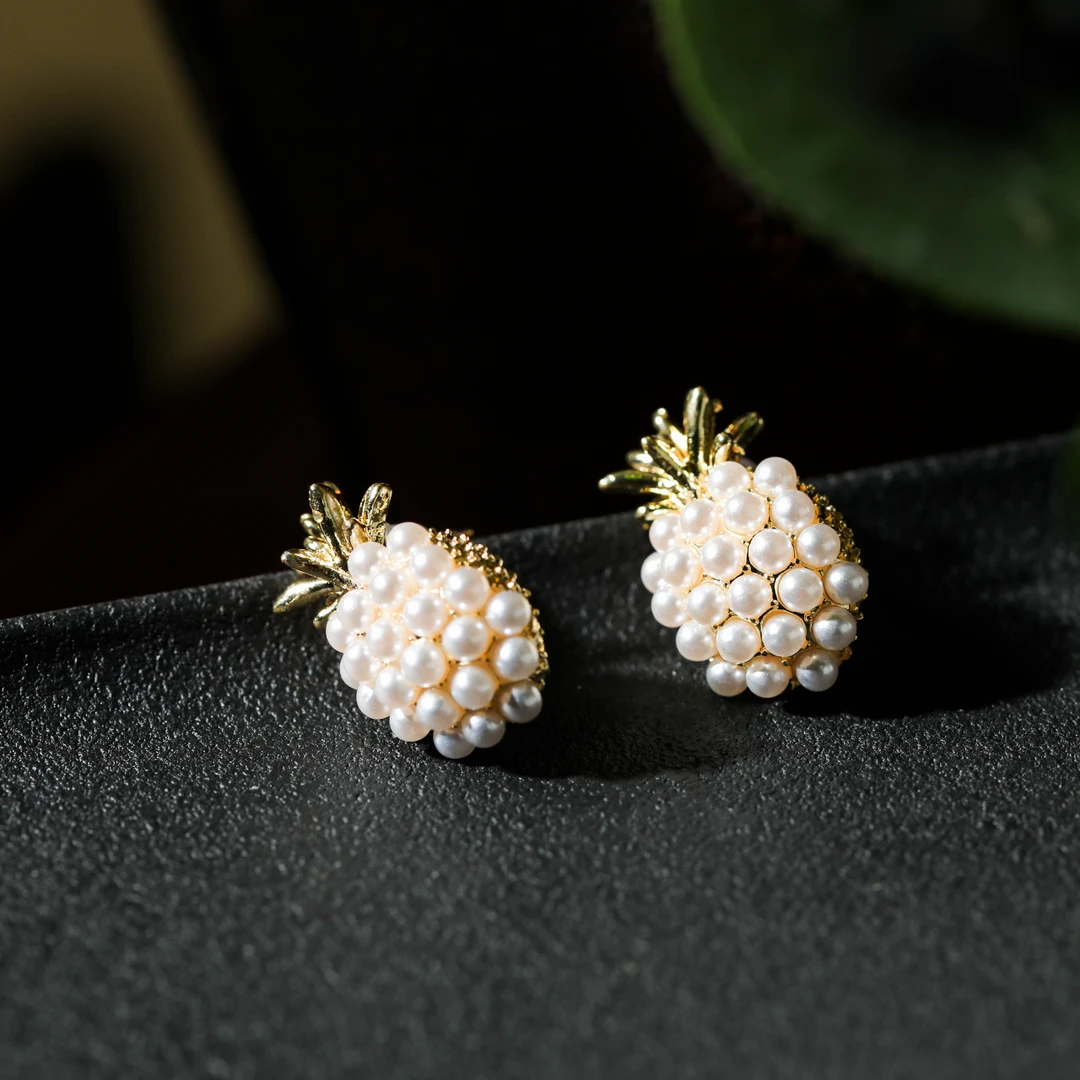 非金属木质耳饰 【意婵】《风情》精品时尚菠萝耳饰925银耳钉-909423