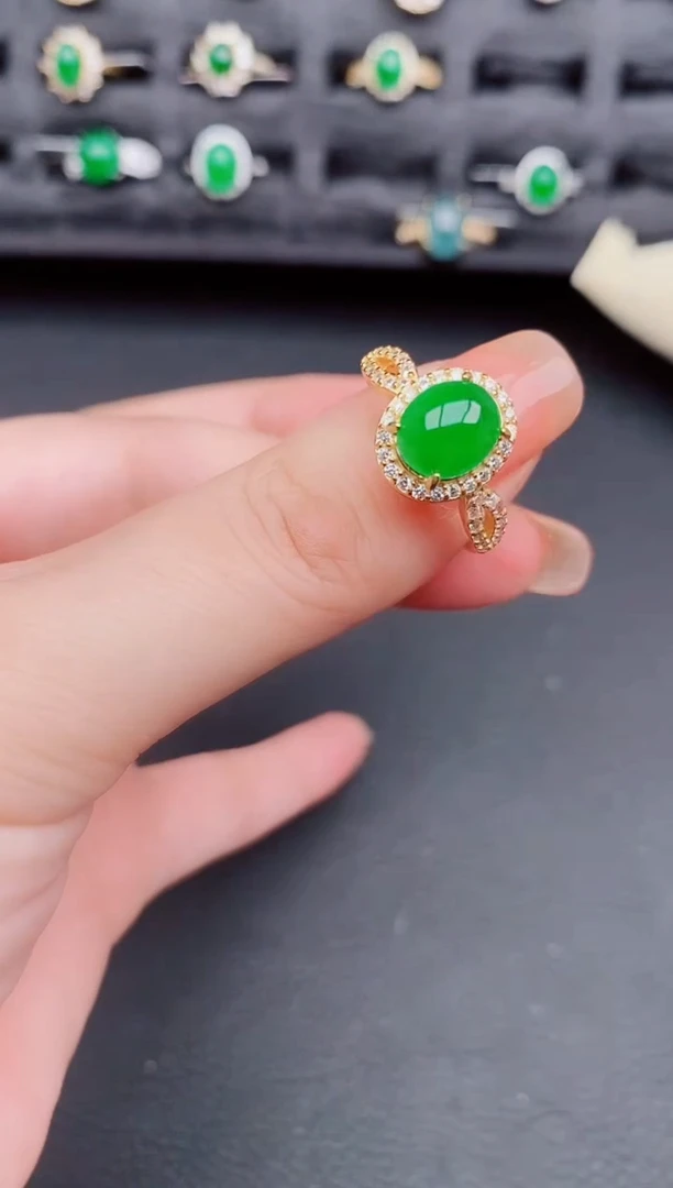 翡翠戒指银S925镶嵌天然a货翡翠71