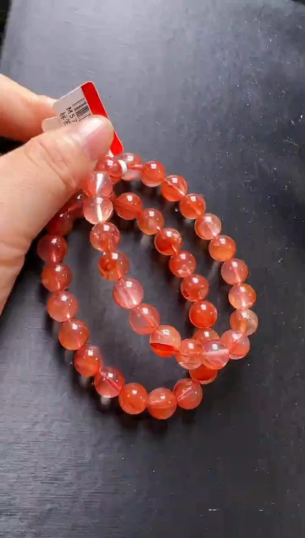 未镶嵌手串水晶红胶花手串9m+  多样性发一 M57474
