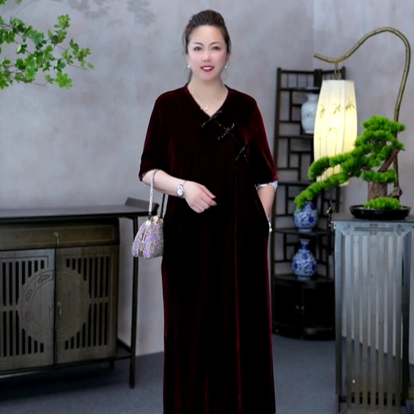 【MIAOCI】95340时尚显瘦洋气轻奢气质款国风连衣裙