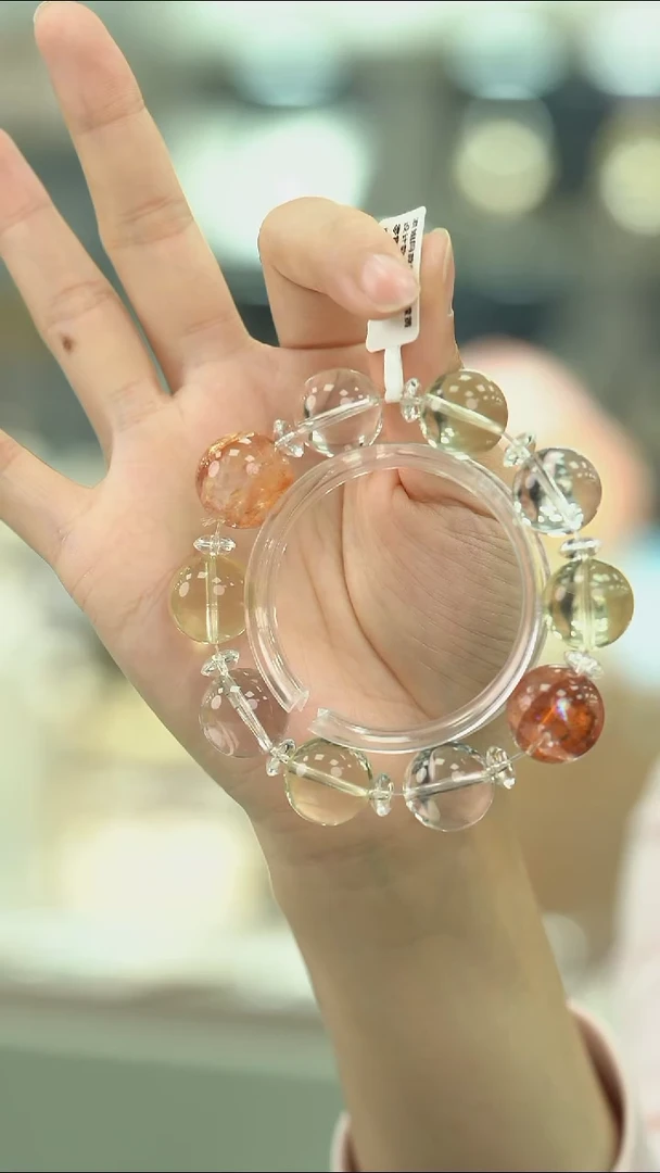 未镶嵌手串水晶天然高品胶花搭配黄水晶DIY手串