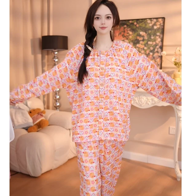 【爱心熊头】婷睡衣女套装气质夏季宽松甜美大码碎花时尚休闲