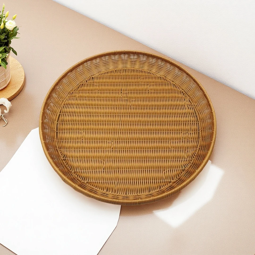 A9编织圆形大晒筐客厅家用创意超市纯手工藤编织筐56*7