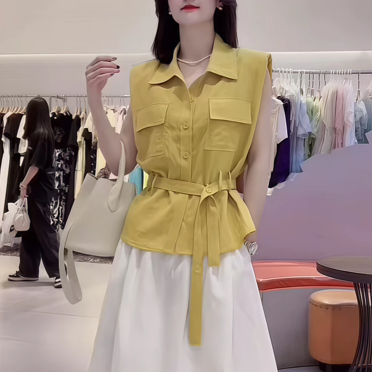 法式坎肩袖收腰显瘦衬衫短袖女夏季新爆款小个子气质百搭衬衣上衣