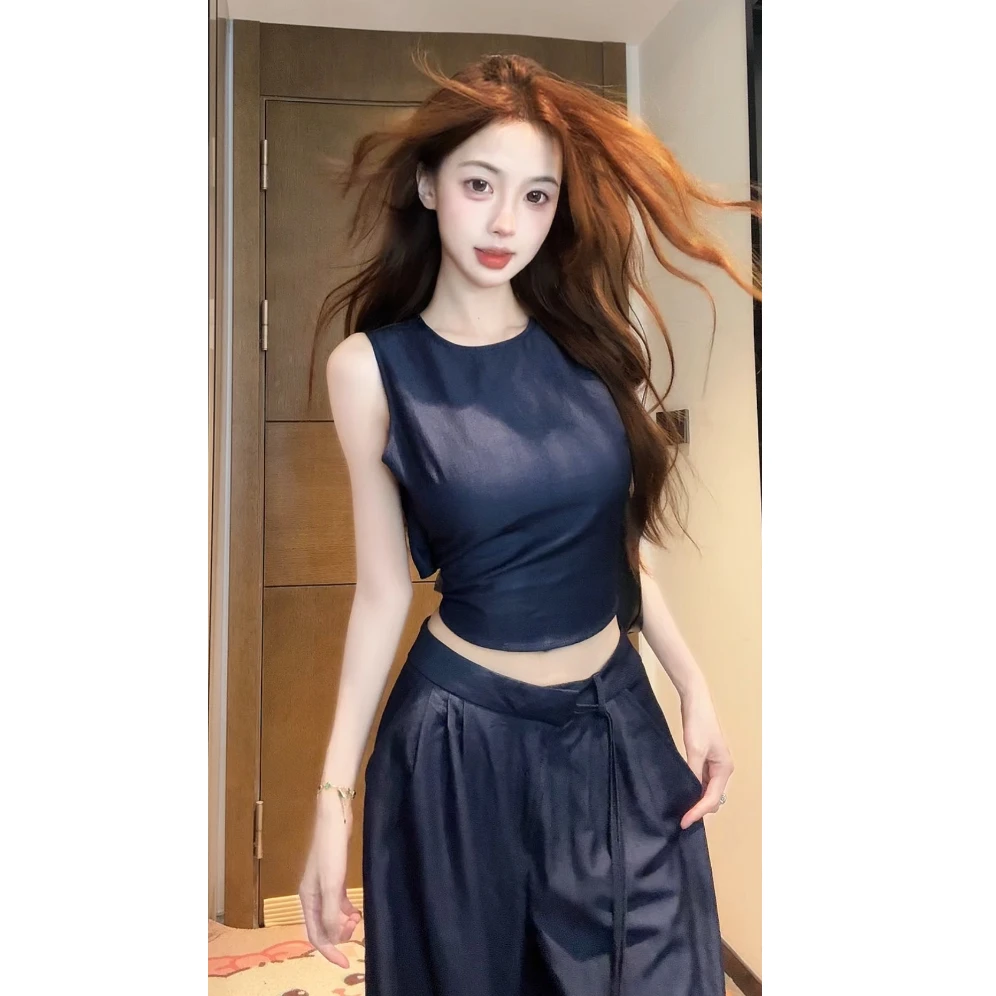 【XIAOBAWANG】美式简约运动套装新款松紧腰休闲裤正肩修身两件套W