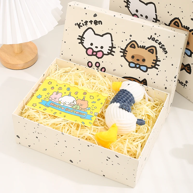 泼墨小猫风格精美磁吸翻盖生日礼物盒适合送男女朋友围巾礼盒空盒