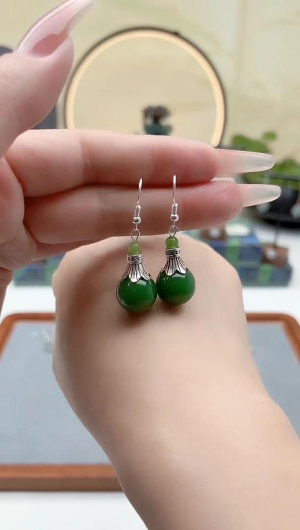 未镶嵌耳饰玛瑙/玉髓00绿色单株14