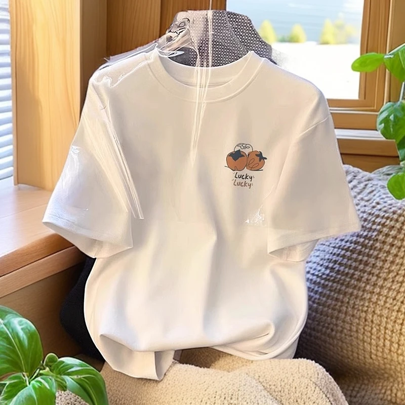 白色短袖t恤女2025新款纯棉宽松半袖多巴胺夏日穿搭洋气体恤上衣