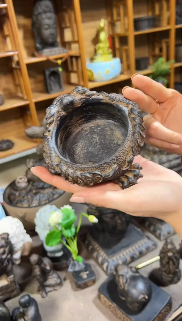 陶土【合成青石】金蟾盆