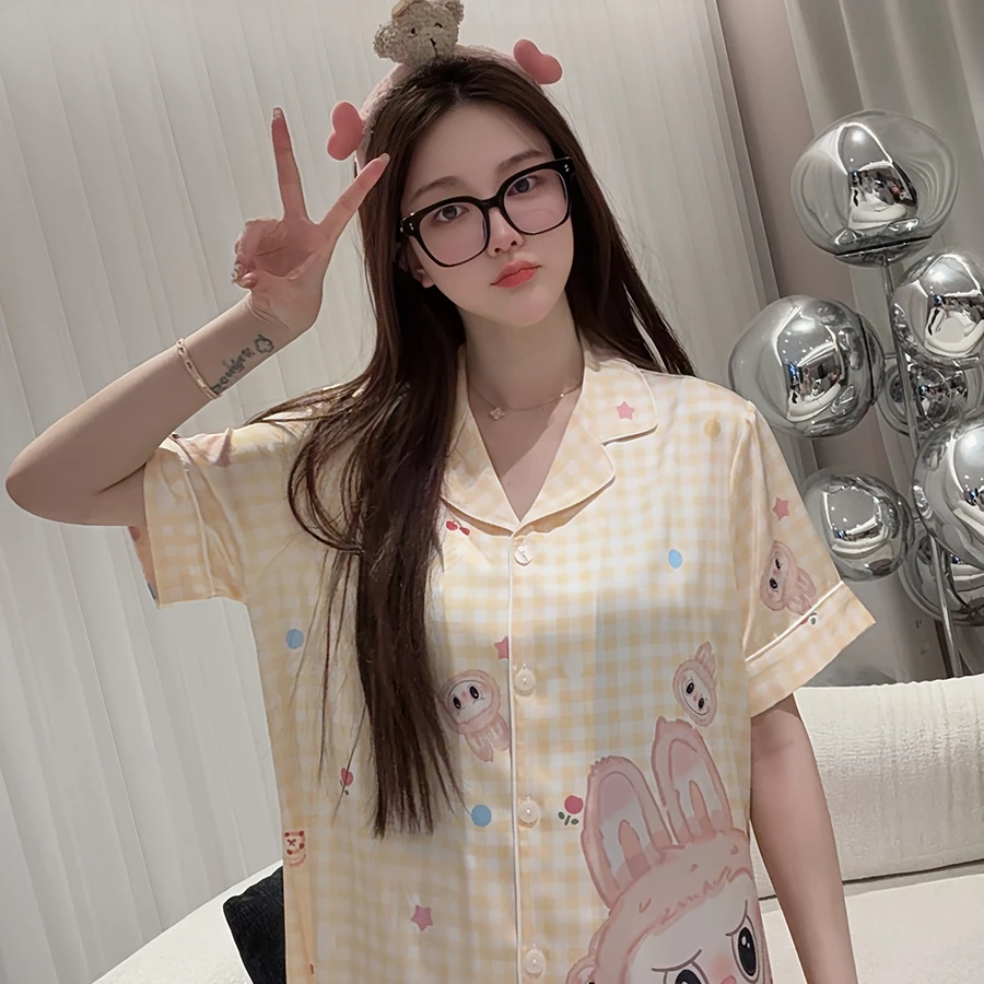 SIEOYJIEA/私迹【黄色拉布布短袖】女款气质时尚睡衣家居服套装