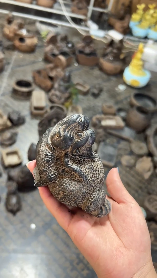 陶土【火山泥】小金蟾摆件